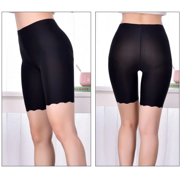 Safety Short Pants Summer Women Plus Size Boxers för Kvinnliga Anti Rub Safety Shorts Under Kjol Trosor Underkläder Black 3XL (95-120kg)