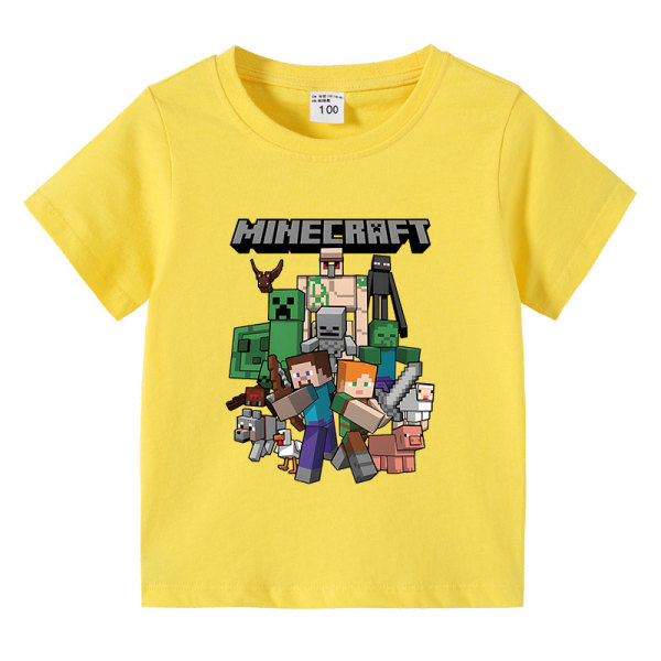 Sommar T-shirt för barn med Minecraft printed 100-150 yellow 140cm