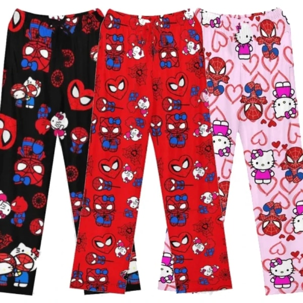 Bomulls Løs Dame Pyjamas Bukser Pyjamas Bukser Kvinner Menn Tegneserie Sove Bunn Lounge Slitasje Jente Sove Bukser Vår 03 XXL(65-75kg)