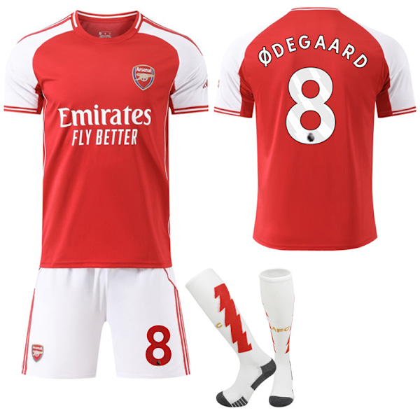 25-26 Arsenal F.C. Hemma NO.8 Ødegaard Tröjor Set Barn Vuxen Fotbollsutrustning med Strumpor NO.8 24