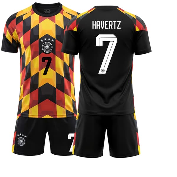 2026 Tysk Sort Træningssæt i 2 dele NO.7 HAVERTZ Børnefodboldtrøje 7 18