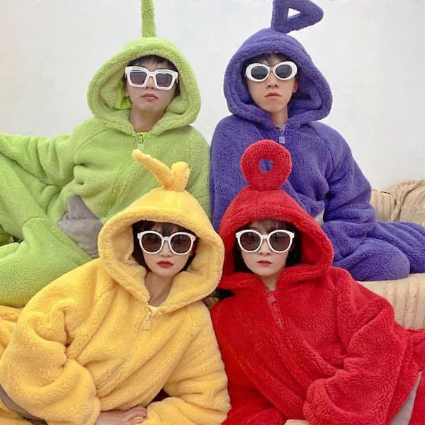 Teletubbies-dräkter Disi Onesies Lala Cosplay-pyjamas Vuxenpyjamas Djur-sovkläder _b yellow s