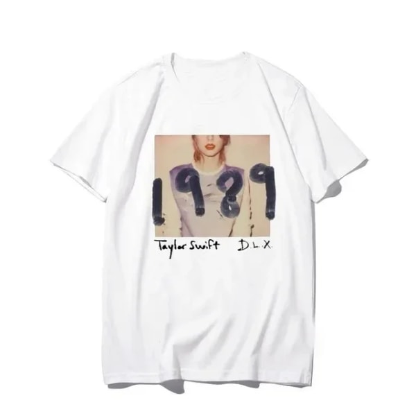 Amaze 1989 TS DLX Unisex T-shirt med rund halstryk Taylor Swift Singer kortærmet F1243-7-white M