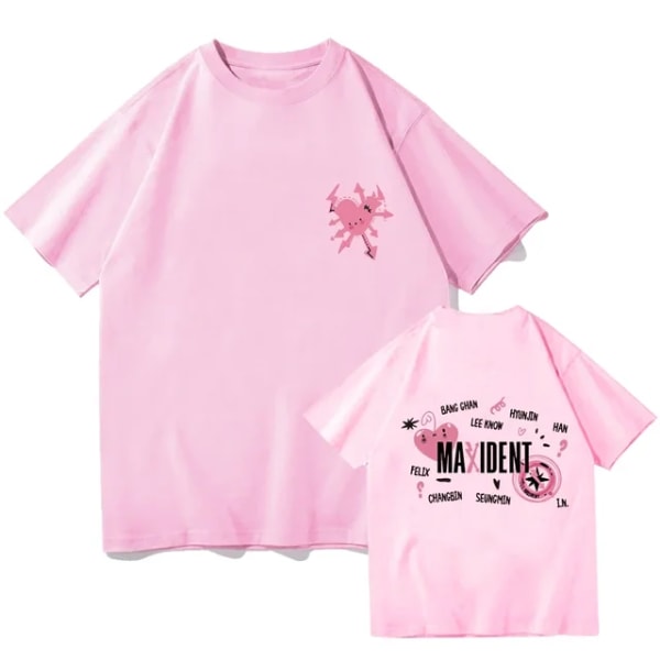 Stray Kids Maxident T-shirt Dam Herr Sommar Casual Kpop kortärmad T-shirt pink M