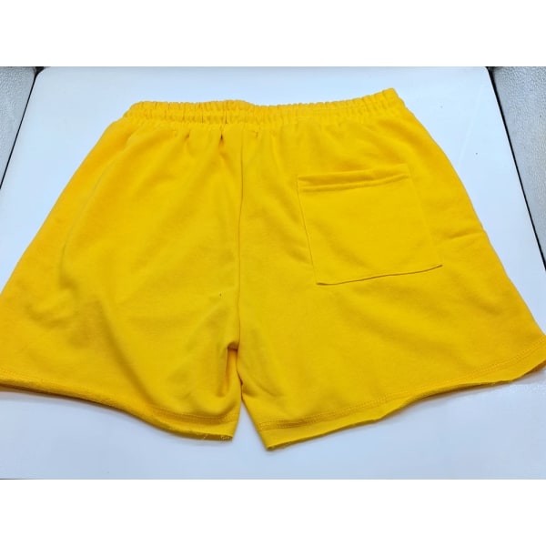 Herr Fitness Gym Shorts Bomull Sommar Sport Träning Bodybuilding Djup knäböj Löpning Jogger Man Träning Basketbyxor Yellow XL