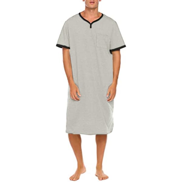 Løstsiddende pyjamas til mænd, åndbart nattøjssæt til natten Grey M