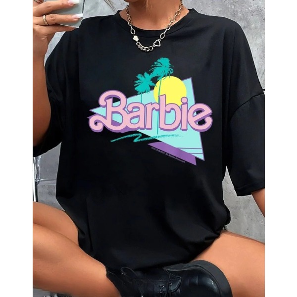 Barbie Trykt T-shirt Kvinder Sommer Top T-shirt GH1014-R XL