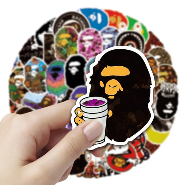 50 stk Ny Ape Head Personlighed Graffiti Bil Bagage Vand Cup Scooter Vandtæt Sticker 50pcs