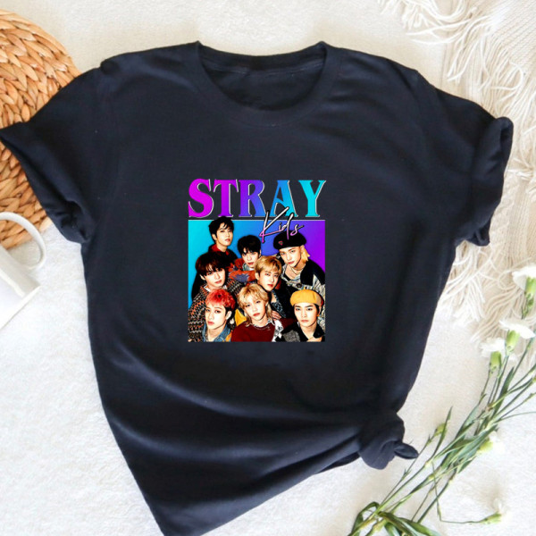 Stray Kids Gruppmedlemmar Dam T-shirts Mode K-Pop black XL