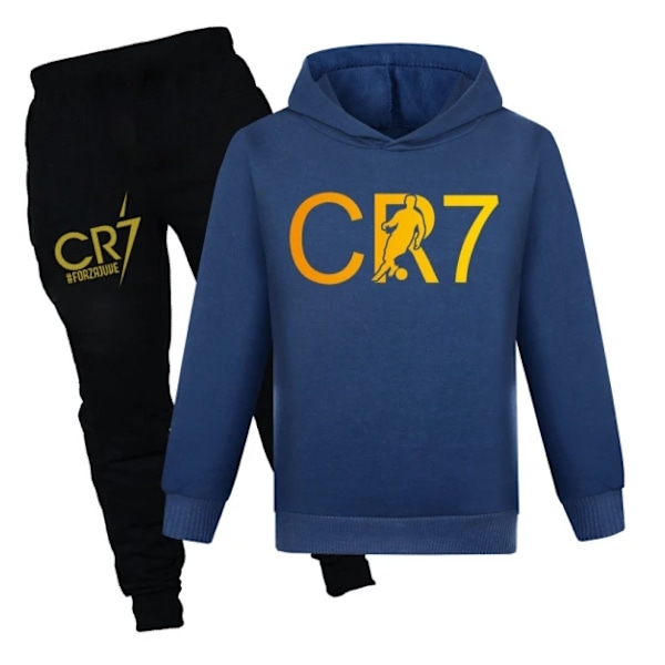 CR7 Ronaldo Barn Pojkar Casual Träningsoverall Fotboll Hoodie Outfit 100-170 Navy 120 for 5-6Y