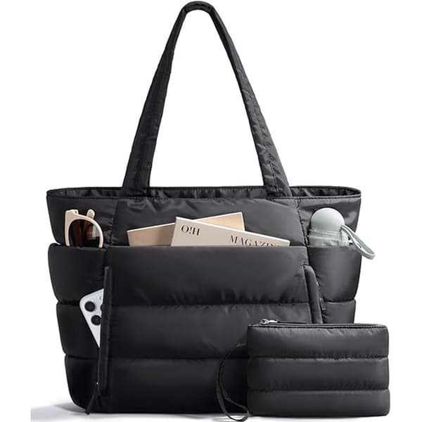 Stor Puffer Tote Bag för kvinnor 15.6\" Laptopfodral, 20L deep blue