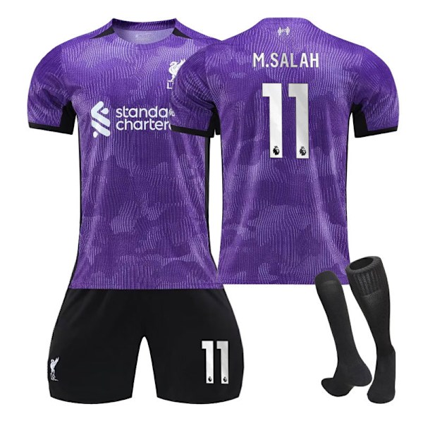 23-24 Liverpool Bortedrakt Lilla NO.11 M.SALAH Drakter Barn Voksen Fotballutstyr med Sokker XL