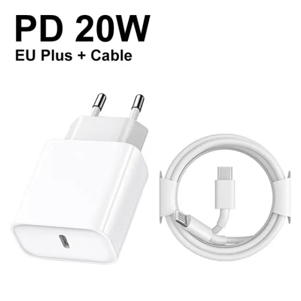 2/4 pakker PD 20W USB-C hurtiglader strøm for Apple iPhone 15 Pro Max 14 13 12 mini 11 rask lading XS XR 8 Plus kabel telefontilbehør 2 packs