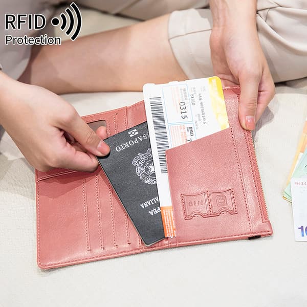 Slankt RFID-blokkerende passetui - Reiseveske med flere rom green