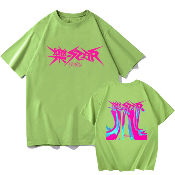 Kpop Stray Kids Rock Star Album T-shirts til Kvinder og Mænd - Streetwear Kortærmet Top - Fan T-shirt Gave green S