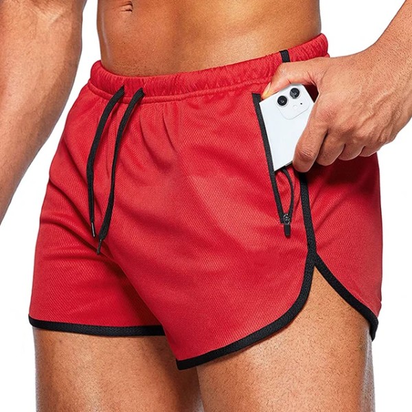 Herr Sport Shorts Sommar Sportkläder Strand Jogging Korta Byxor Träningsshorts Herr Basket Kläder Gym Fitness Löpbottnar Red XXL(80-90kg)