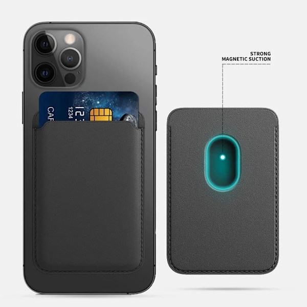 Luksus til Magsafe Magnetisk Læderpung Etui til iPhone 11 12 13 14 15 Pro Max S23 Kortholder Telefon Taske Cover Tilbehør Black
