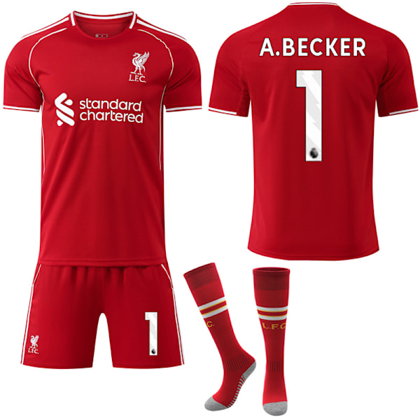 25-26 Liverpool Hjemme NO.1 A.BECKER Trøjer Børn Voksen Fodboldudstyr med Sokker NO.1 18