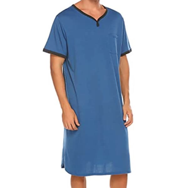Løstsiddende pyjamas til mænd, åndbart nattøjssæt til natten Grey M
