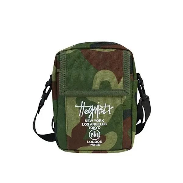 STUY Street Hip Hop Olkalaukku Matkapuhelimelle Teini-ikäisille Japanilainen Klassinen Pieni Laukku Lehti Army Green 13cm * 4cm * 17cm