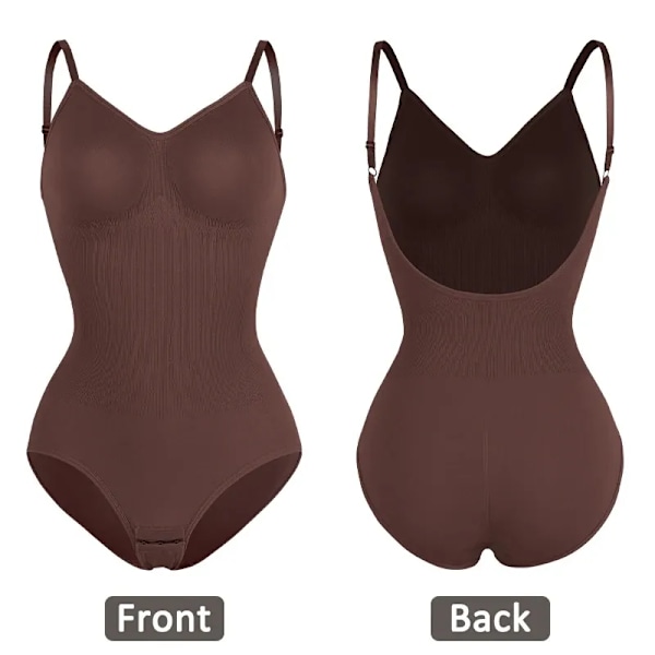 Rygglösa Bodysuits för Kvinnor Sömlösa Shapewear Tanga Butt Lifter Body Shaper Slimmande Linnen Toppar Magekontroll Korsett Briefs Brown XXXL
