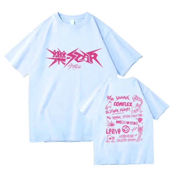 Kpop Stray Kids Rock-Star Album Skjortor Dam Herr Streetwear Lösa kortärmade toppar Fans Support T-shirt Present SKY BLUE M
