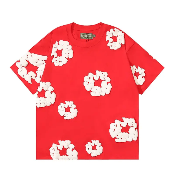 Denim Tears Unisex Sommer Top Kortærmet Red S