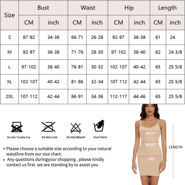 Seamless Shapewear Control Slips för underklänningar Kvinnor Slät Kroppsformare Magkontroll Full Slip Bantning Cami Slip Black 2XL