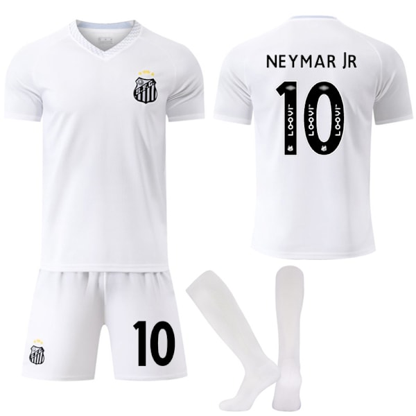 25-26 Santos FC Hemma NO.10 NEYMAR JR Tröjor Set Barn Vuxen Fotbollsutrustning med Strumpor NO.10 XS