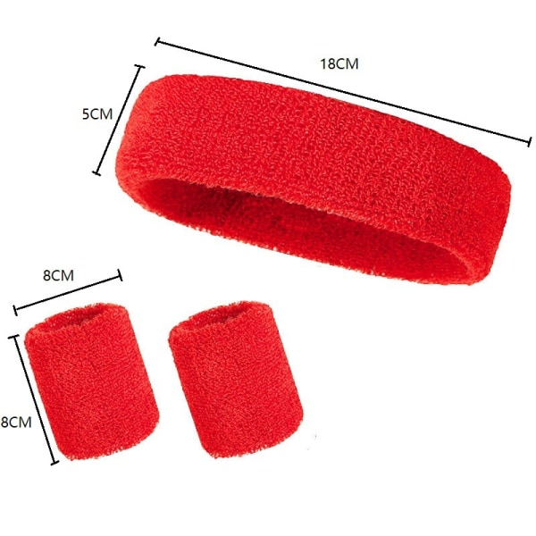 3 kpl/setti urheilusweatbandit raidallinen rannesweatband Red Headband*1+Wrist Guard*2