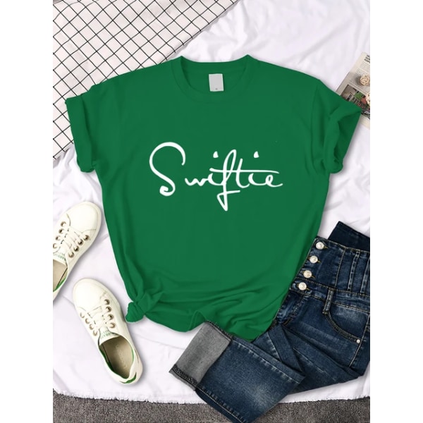 Swiftie Retro Y2K Morsom Trykk T-skjorte Dame Sommer Mote Tee Topp Sport Casual Topper Klær Gate Personlighet T-skjorte Green XXXL