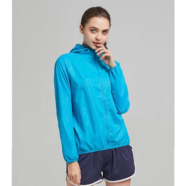 Unisex Vandring Jacka Herr Dam Vattentät Snabbtorkande Camping Vindjacka Trekking Fiske Regnrocka Utomhus Anti UV Kläder Sky Blue XXL