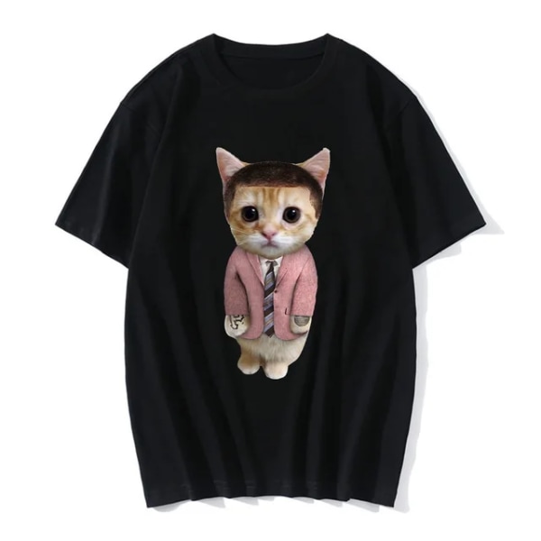 Hauska El Gato Meme Surullinen Itkevä Kissa Munchkin Kitty Print Naisten Casual T-paita Kesä Harajuku T-paidat Casual vaatteet Vaatteet 20007 3XL