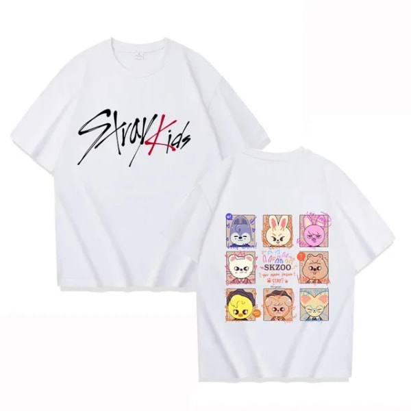 Uusi Stray Kids Print Naisten T-paita Miesten Muoti Lyhythihaiset Casual Kesä Naisten Topit T-paidat L45-White M