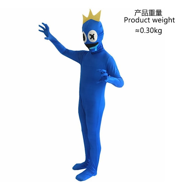 Rainbow Friends Kids Blue Monsters Cosplay Horror Kostymer Pure Blue 150