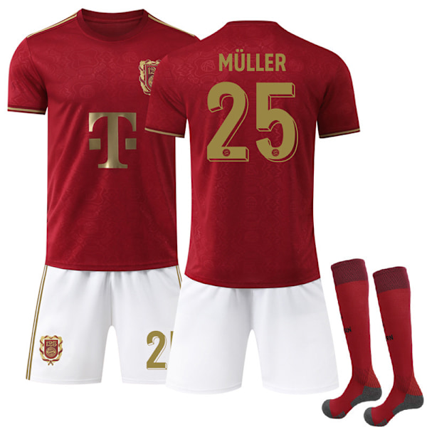 25-26 FC Bayern München 125-årsjubileumsutgåva NO.25 MULLER Tröjor Barn Vuxen Fotbollsutrustning med Strumpor NO.25 3XL