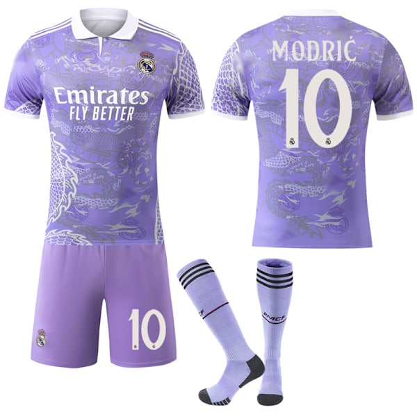 25-26 Real Madrid CF Purple Dragon Special Edition NO.10 MODRIC Tröjor Set Barn Vuxen Fotbollsutrustning med Strumpor NO.10 22