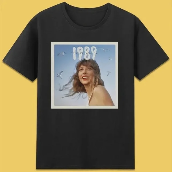 Amaze 1989 TS DLX Unisex T-shirt med rund halstryk Taylor Swift Singer kortærmet F1243-1-black L