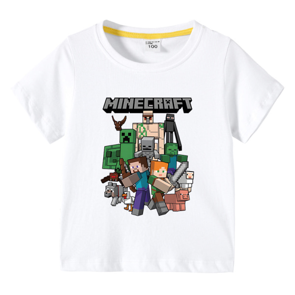 Sommar T-shirt för barn med Minecraft printed 100-150 white 100cm