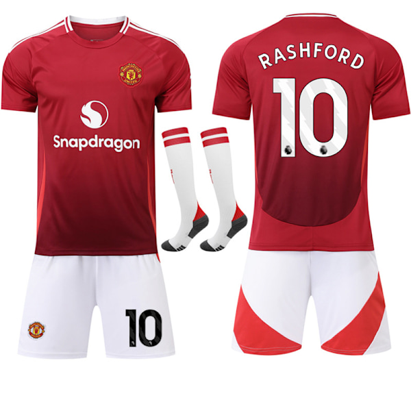24-25 Manchester United F.C Jersey NO.10 RASHFORD Trøyer Barn Voksen Fotballutstyr med Sokker NO.10 RASHFORD 16