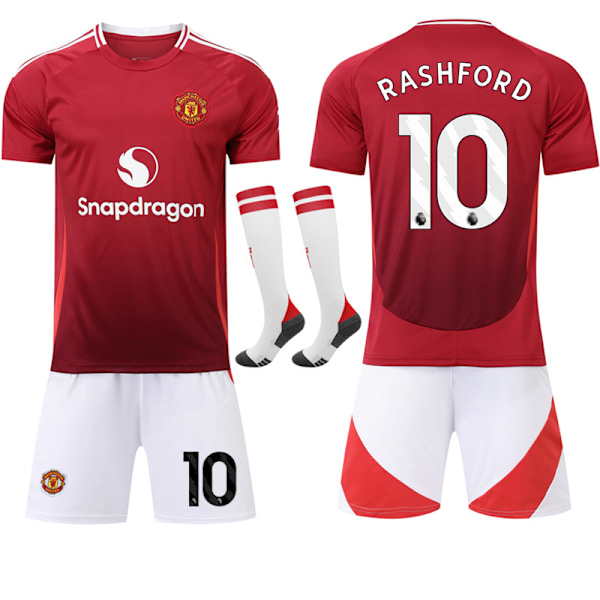 Manchester United F.C Tröja Nr. 10 RASHFORD Barn & Vuxen Fotbollsutrustning med Strumpor NO.10 RASHFORD 28