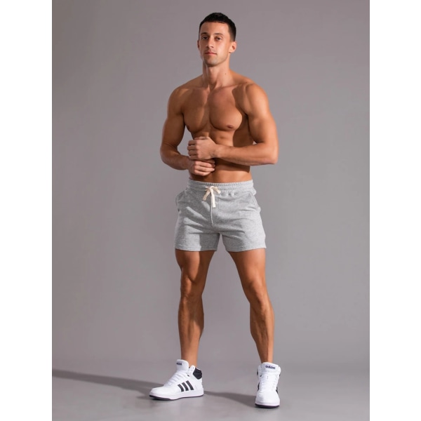 Kesäjuoksu Urheilushortsit Miesten Quick Dry Gym Lenkkeilyshortsit Beach Pocket Kehonrakennus Fitness Shortsit Miesten merkin kuntosalivaatteet gray white M