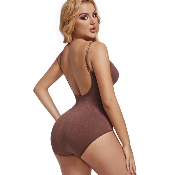 Rygglösa Bodysuits för Kvinnor Sömlösa Shapewear Tanga Butt Lifter Body Shaper Slimmande Linnen Toppar Magekontroll Korsett Briefs Brown XL