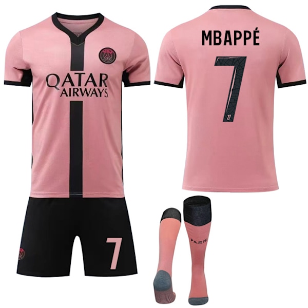 24-25 Paris Saint-Germain Udebane Træningstrøje NR.7 MBAPPE Trøjer Børn Voksen Fodboldudstyr med Sokker NO.7 16