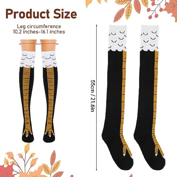 Chicken Leg Socks 1 Pair 24 Inches Crazy Novelty Thanksgiving Turkey Animal Feet Claw Knee High Chicken Lady Stockings Adult Humor Party Funny Gifts En storlek