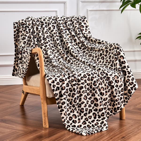 Let leopardmønstret filt til seng, sofa, rejser og camping, superblød og behagelig fluffy filt Light Leopard 150*200cm