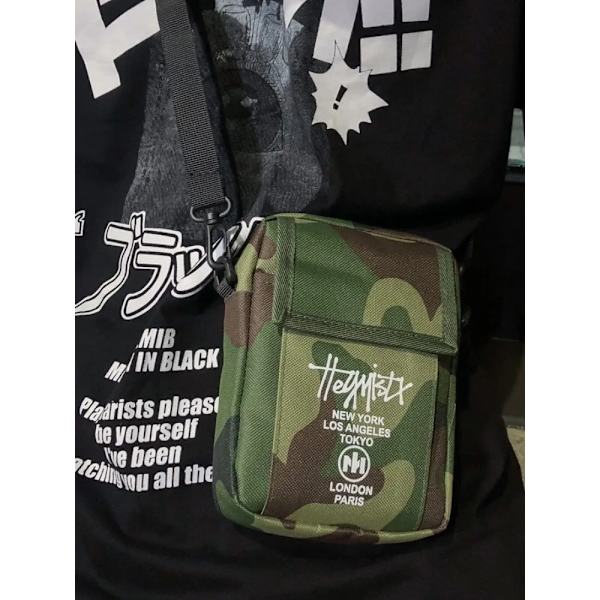 STUY Street Hip Hop Olkalaukku Matkapuhelimelle Teini-ikäisille Japanilainen Klassinen Pieni Laukku Lehti Army Green 13cm * 4cm * 17cm