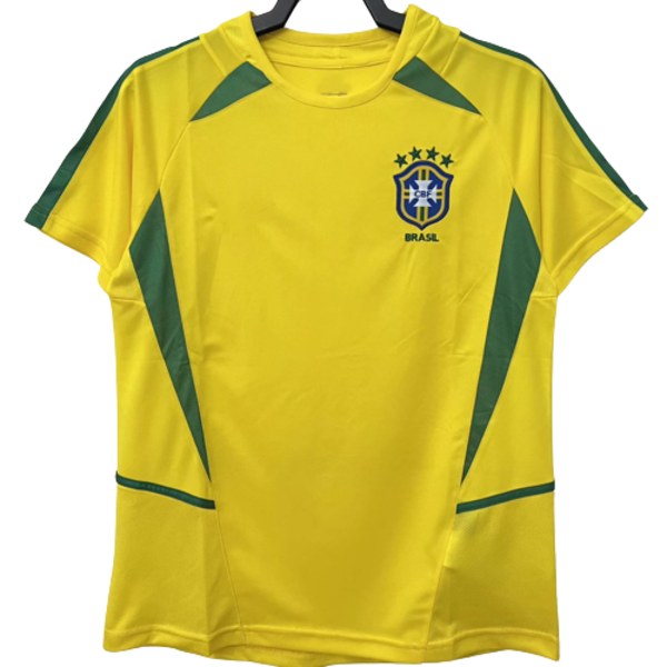 2002 Brazil Home Shirt Training Uniform Short Sleeve Shirt T-shirt Home XL