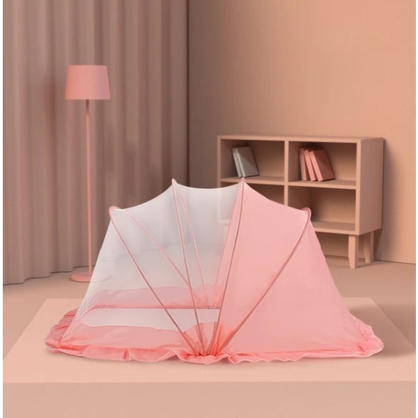 Pinnasängyn hyttysverkko, salattu lasten jurta, ilmainen asennus kannettavat kokoontaitettava pinnasängyt teltta kehto sänky nukkumistyyny pink - blackout