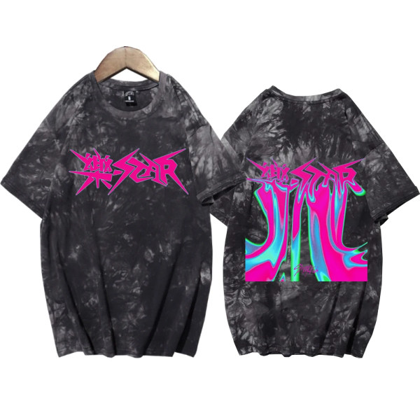 Stray Kids Rock Star Shirts Tie Dye Rundhalsad Kortärmad Man Kvinna T-shirt Fans Present black M